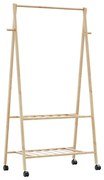 vidaXL Cabide com prateleiras e rodas 96x45,5x155,5 cm bambu
