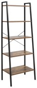 HOMCOM Estante de Estilo Industrial em Forma de Escada com 5 Prateleiras com Estrutura de Metal para Sala de Estar Dormitório Cozinha Escritório 56x34x160cm Marrom Rústico