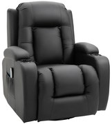 Poltrona de Massagem Reclinável até 150° com 8 Pontos de Massagem por Vibração Função de Aquecimento 85x94x104 cm Preto