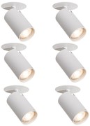 Conjunto de 6 focos embutidos modernos brancos GU10 50mm - Chels