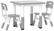 AIYAPLAY Mesa e Cadeiras para Crianças de 3 Peças com Altura Ajustável para Sala de Jogos Quarto Escola Infantil Branco e Cinza | Aosom Portugal
