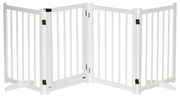 PawHut Barreira para Cães Dobrável Barreira para Cães Pequenos e Médios de 4 Painéis com Porta para Escadas e Corredores 237,5x36x80 cm Branco