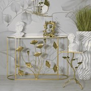 MESA CONSOLA FLOW DOURADA 120X40X80 CM