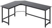 Vinsetto Secretária de Canto Mesa de Computador em Forma de L com Estrutura de Aço 168x120x75cm Preto