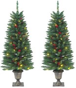 Árvores de Natal artificiais 2 pcs 100 luzes LED 120 cm verde