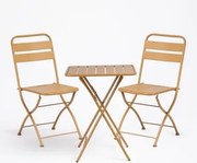 Conjunto De Mesa Quadrada 60x60 Cm Dobrável E 2 Cadeiras De Cozinha Dobráveis Em Aço Janti Mostaza - Sklum