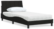 Cama com colchão 100x200 cm tecido preto