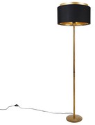 Candeeiro de pé moderno dourado com cúpula preta com dourado - Simplo