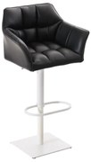 Banco de bar Damaso em couro sintético e com estrutura branca 64 x 88-113 x 45 cm Preto