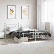 vidaXL Estrutura de cama com cabeceira e pés 183x213 cm metal branco