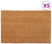 vidaXL Tapetes porta 5 pcs 40x60 cm fibra de coco tufada natural