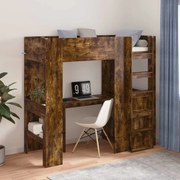vidaXL Estrutura de Cama Loft com Mesa Carvalho Defumado 75 x 190 cm