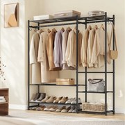 Guarda roupa aberto 30 x 124,8 x 157,1 cm com 7 prateleiras e 2 varões para cabides Preto