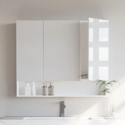 Armário de casa de banho de Parede com 3 portas e com espelho 16,5 x 90 x 75 cm Branco 