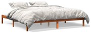 Estrutura de cama 200x200 cm pinho maciço castanho cera