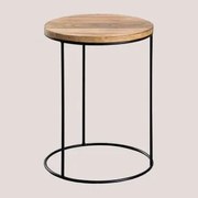 Mesa Auxiliar Redonda Ø30 Cm Em Madeira De Manga Tannam Madeira De Manga - Sklum