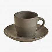 Pacote De 2 Xícaras De Café Em Grés Ronilena Com Pires, 22 Cl Cedro Castanho - Castanho - Sklum