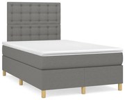 vidaXL Cama box spring c/ colchão e LED 120x190 cm tecido cinza-escuro