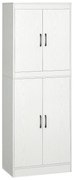 HOMCOM Armário de Cozinha Móvel Auxiliar de Cozinha com 4 Portas e 5 Prateleiras Estilo Moderno Anti-Tombo 60x36x168cm Branco | Aosom Portugal