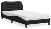 Cama com colchão 100x200 cm couro artificial preto