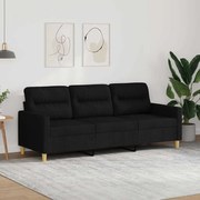 vidaXL Sofá de 3 lugares tecido 180 cm preto
