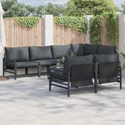 vidaXL Conjunto de Sofá de Jardim com almofada 7 pcs Preto Aço