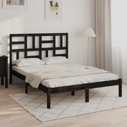 vidaXL Estrutura de cama 140x190 cm madeira maciça preto