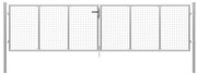vidaXL Portão de jardim em aço galvanizado 415x150 cm prateado