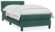 vidaXL Cama com molas/colchão 90x220 cm veludo verde-escuro