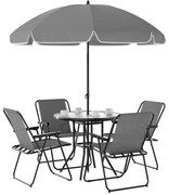 Conjunto de Mesa e Cadeiras de Jardim de 6 Peças Móveis de Jardim Exte