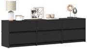 vidaXL Móvel de TV com luzes LED derivados de madeira preto