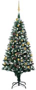 vidaXL Árvore Natal artificial pré-iluminada c/ bolas e pinhas 180 cm