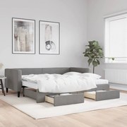 vidaXL Sofá-cama c/ gavetão e gavetas 90x200 cm tecido cinzento-escuro