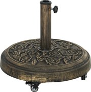 Outsunny Base para Chapéu de Sol Redonda Suporte para Chapéu de Sol com Rodas 21 kg Ø49x42 cm Bronze | Aosom Portugal