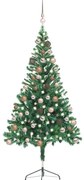 vidaXL Árvore de Natal artificial pré-iluminada + bolas 380 ramos