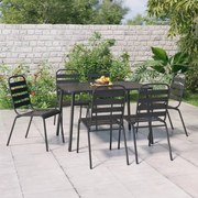 vidaXL 7 pcs conjunto de jantar para jardim aço antracite