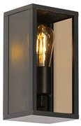 Candeeiro de parede exterior preto com vidro fumê 26 cm IP44 - Charlois