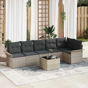 vidaXL Conjunto de Sofás de Jardim em 7 Peças com Almofadas - Cinza em Rattan Poliéster