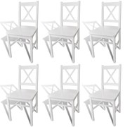 vidaXL Cadeiras de jantar 6 pcs madeira de pinho branco