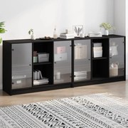 vidaXL Estante c/ portas 204x37x75 cm derivados de madeira preto