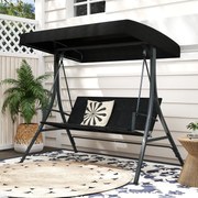 Baloiço de jardim para 3 pessoas  118 x 192 x 165 cmtipo Hollywood com toldo e encosto em rattan e estrutura em metal, suporta até Preto