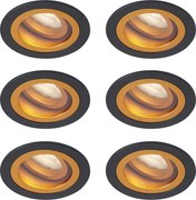 Conjunto de 6 focos embutidos modernos preto com dourado giratórios e inclináveis IP44 - Chuck