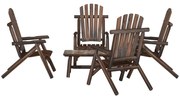 vidaXL 5 pcs conjunto lounge de jardim madeira de abeto maciça