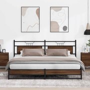 vidaXL Estrutura cama sem colchão 200x200cm metal carvalho castanho