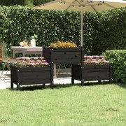 vidaXL Vaso/floreira 178,5x44x75 cm pinho maciço preto