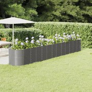 vidaXL Canteiro elevado jardim 512x80x68cm aço revestido a pó cinzento