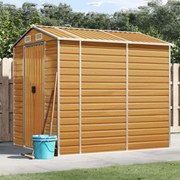 vidaXL Abrigo de jardim castanho claro 191x215x198 cm aço galvanizado