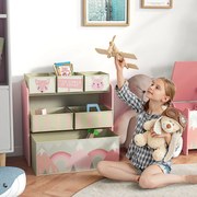 ZONEKIZ Estante para Brinquedos com 6 Caixas de Tecido não Tecido Amovíveis Organizador de Brinquedos 63x30x66 cm Rosa