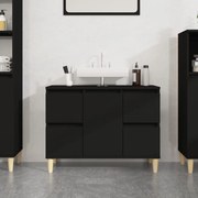 vidaXL Móvel p/ lavatório 80x33x60 cm derivados de madeira preto