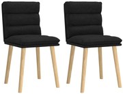 vidaXL Cadeiras de jantar 2 pcs tecido preto